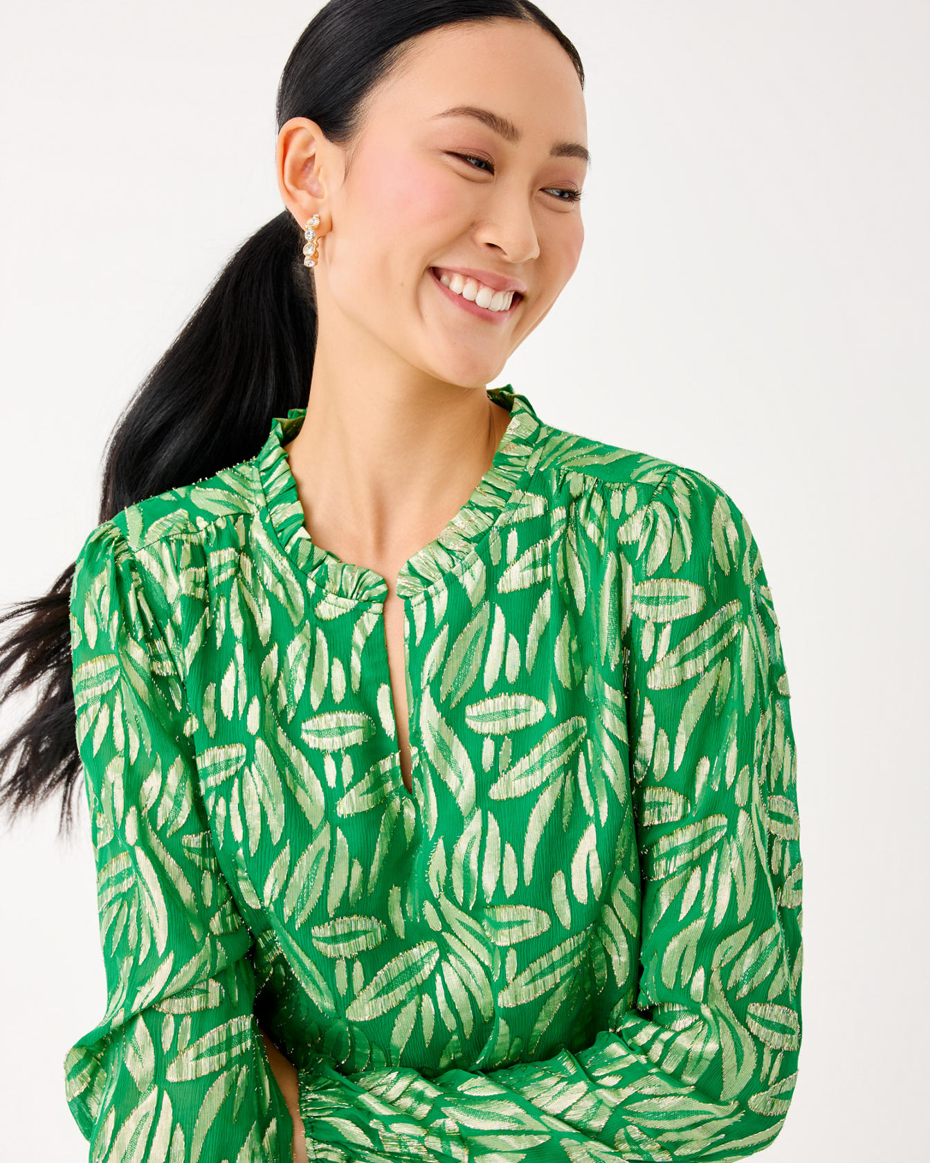 Giana Long Sleeve Silk Top - Image 10
