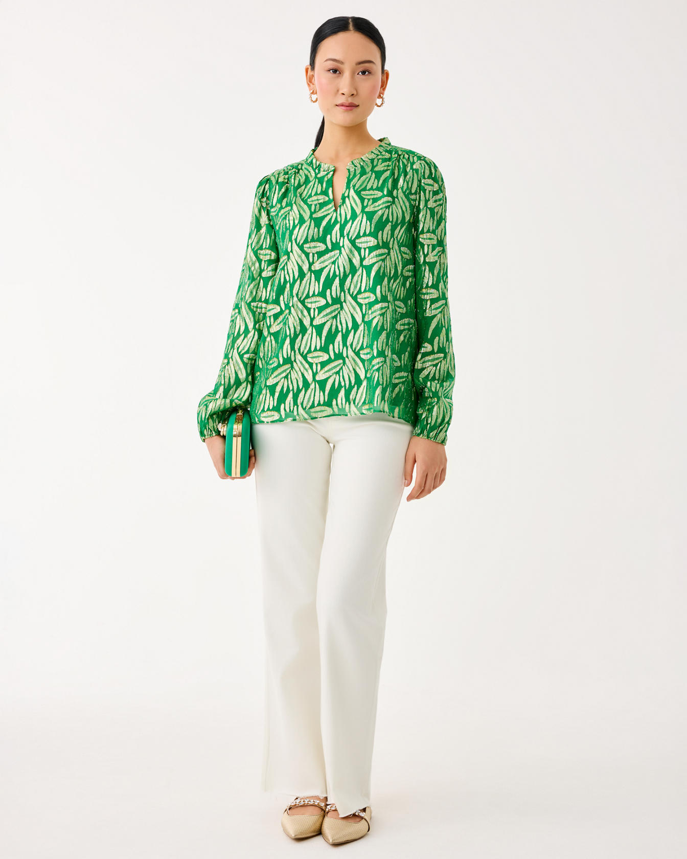 Giana Long Sleeve Silk Top - Image 13