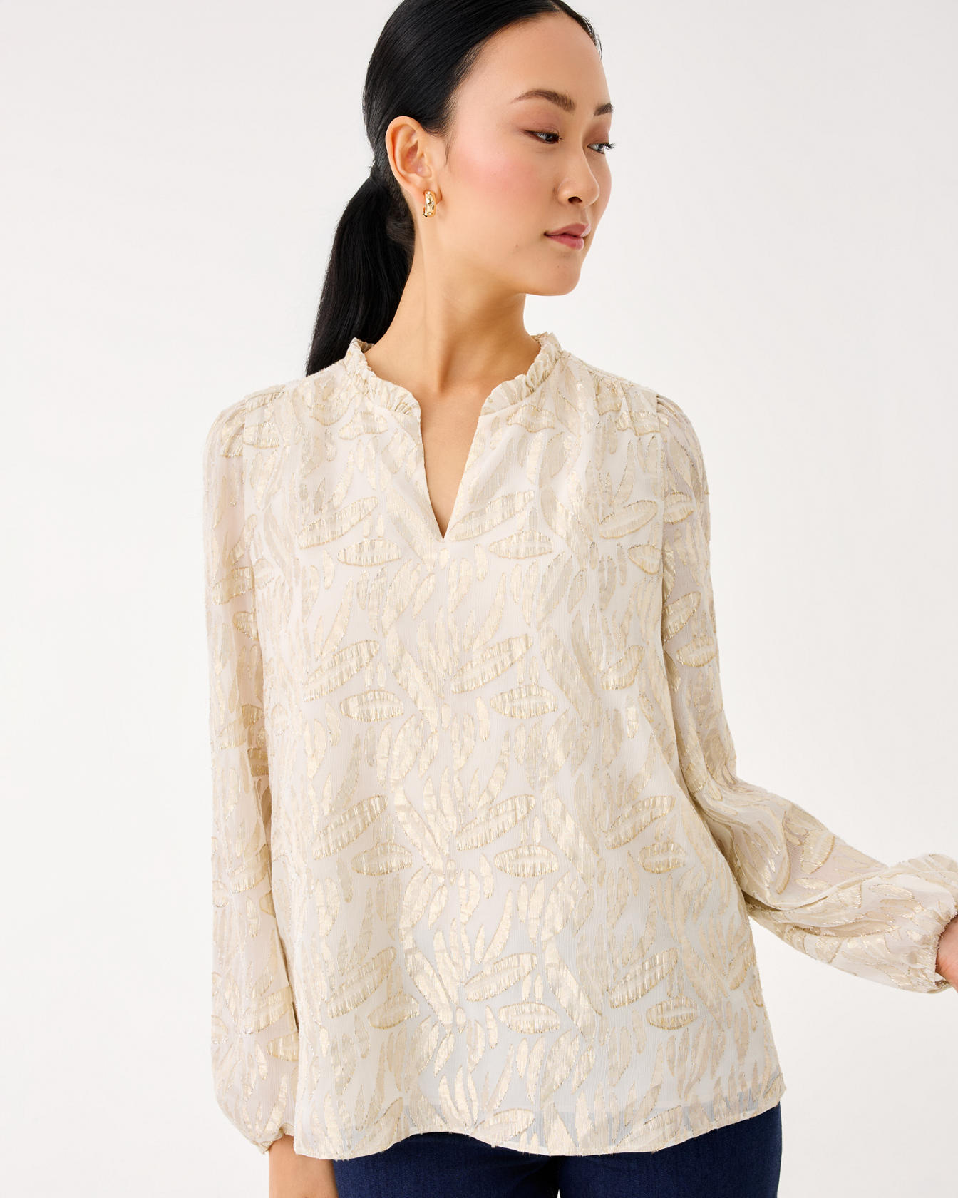 Giana Long Sleeve Silk Top