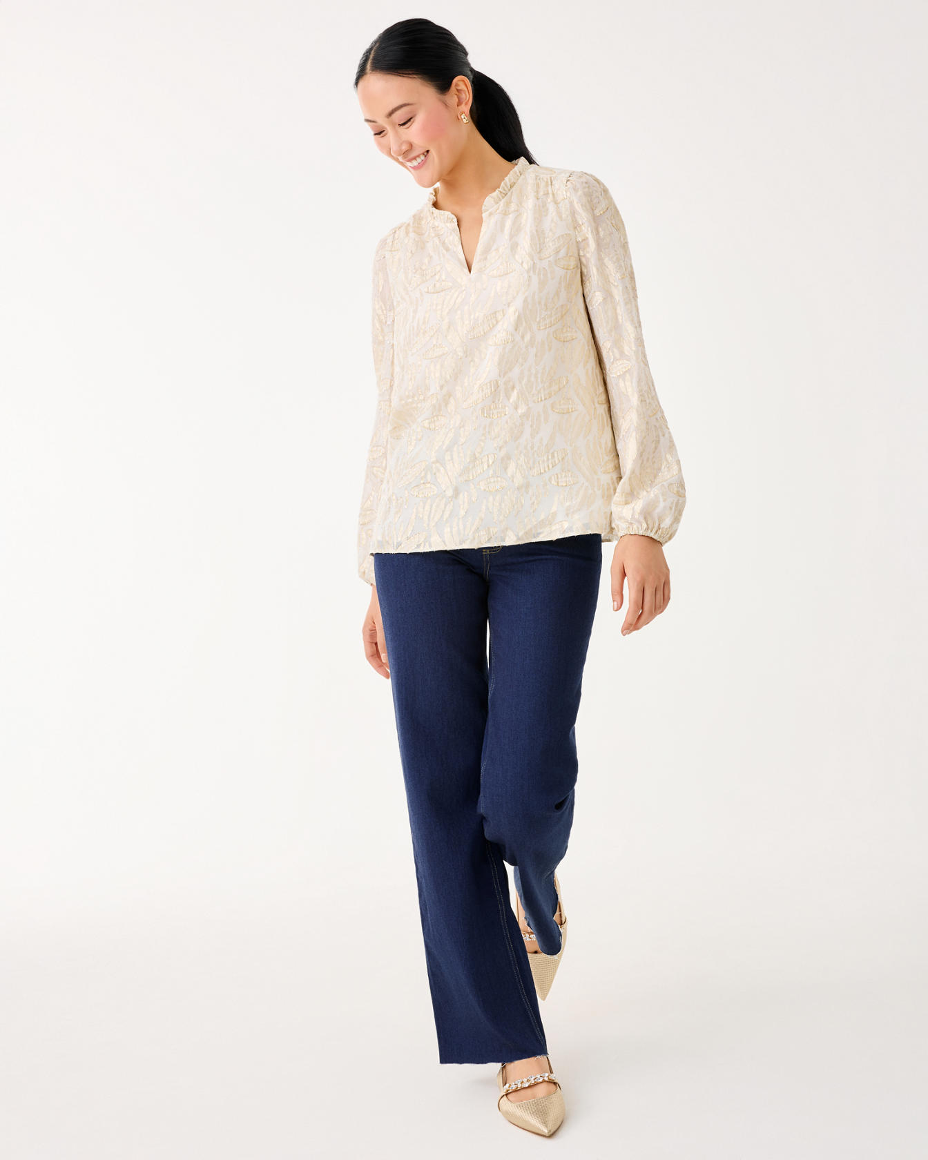 Giana Long Sleeve Silk Top - Image 4