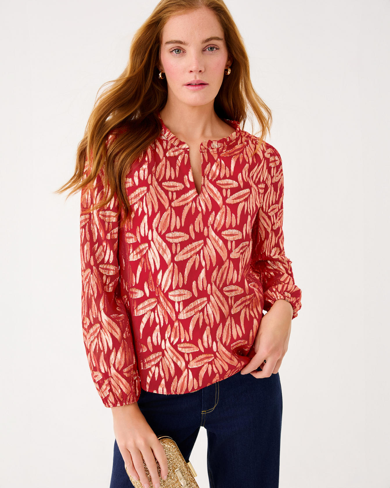 Giana Long Sleeve Silk Top - Image 25