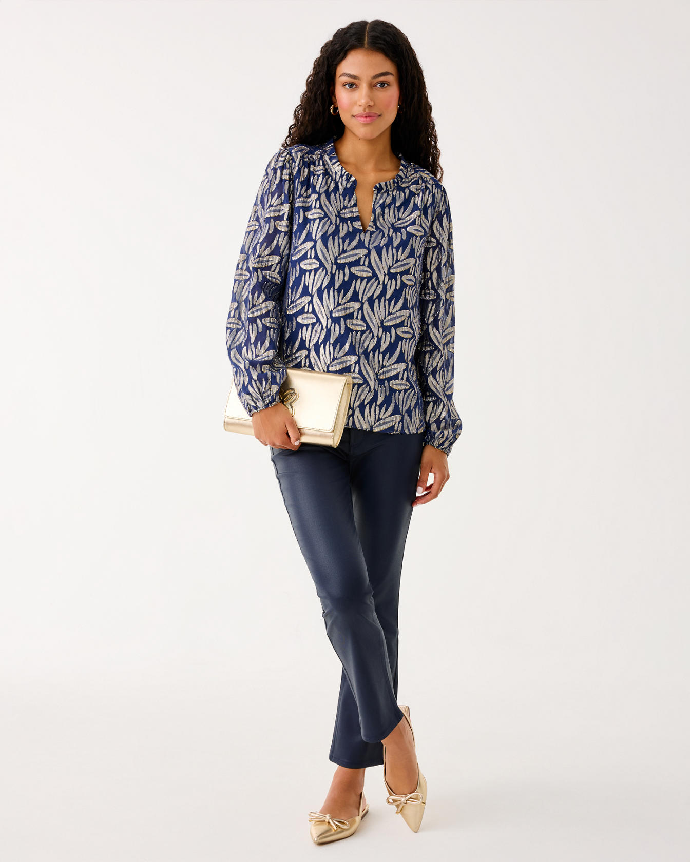 Giana Long Sleeve Silk Top - Image 16