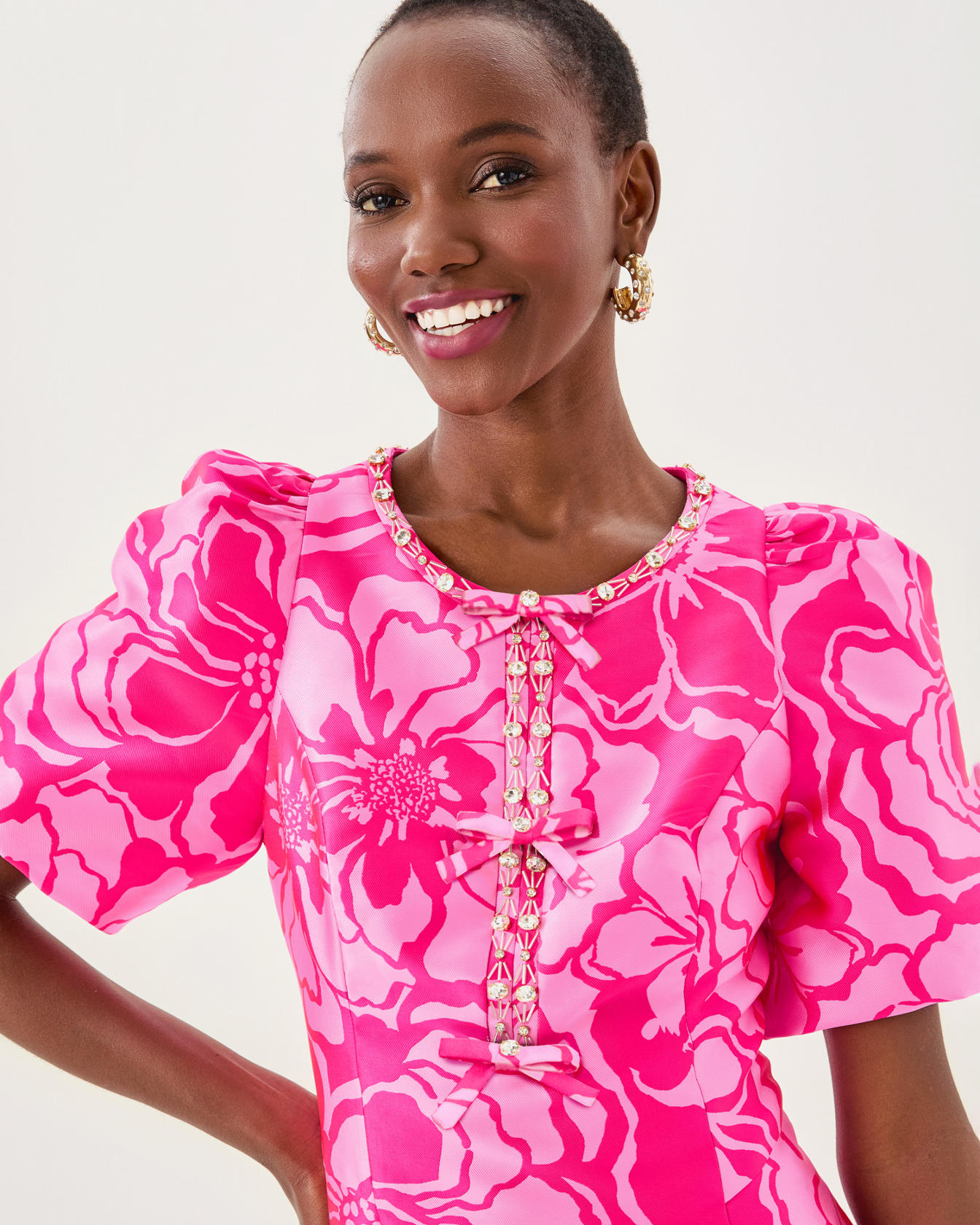 Britnee Beaded Jacquard Shift Dress - Image 4