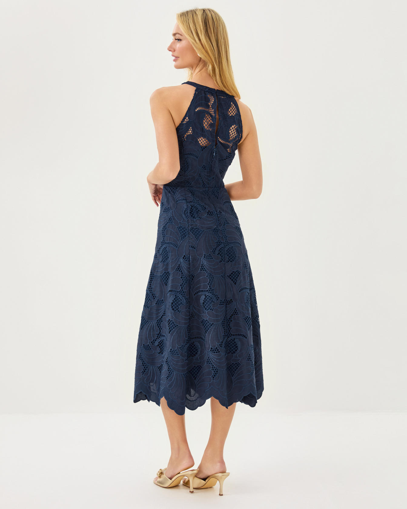 Denise Lace Halter Midi Dress - Image 13