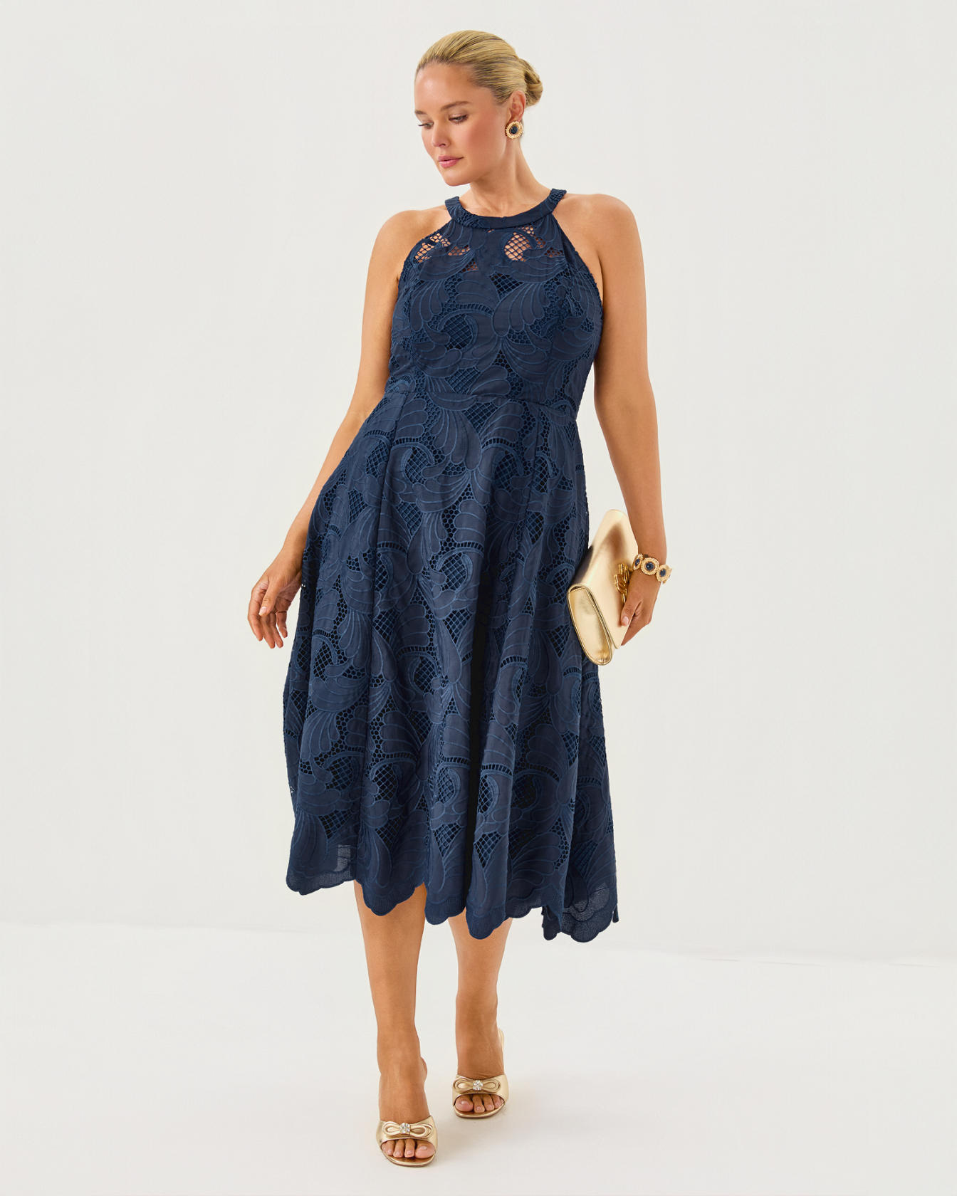 Denise Lace Halter Midi Dress - Image 8