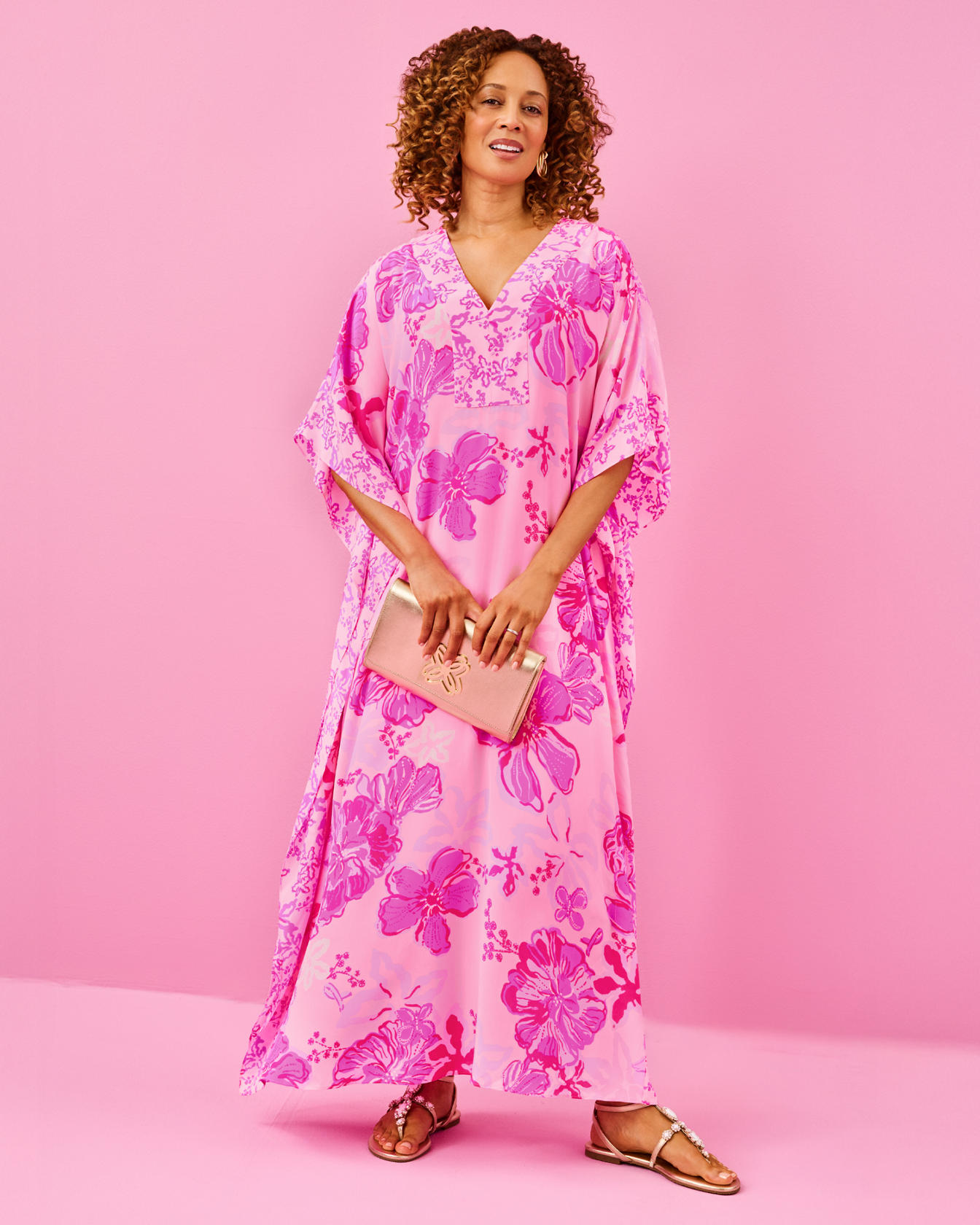 Levy V-Neck Silk Maxi Caftan