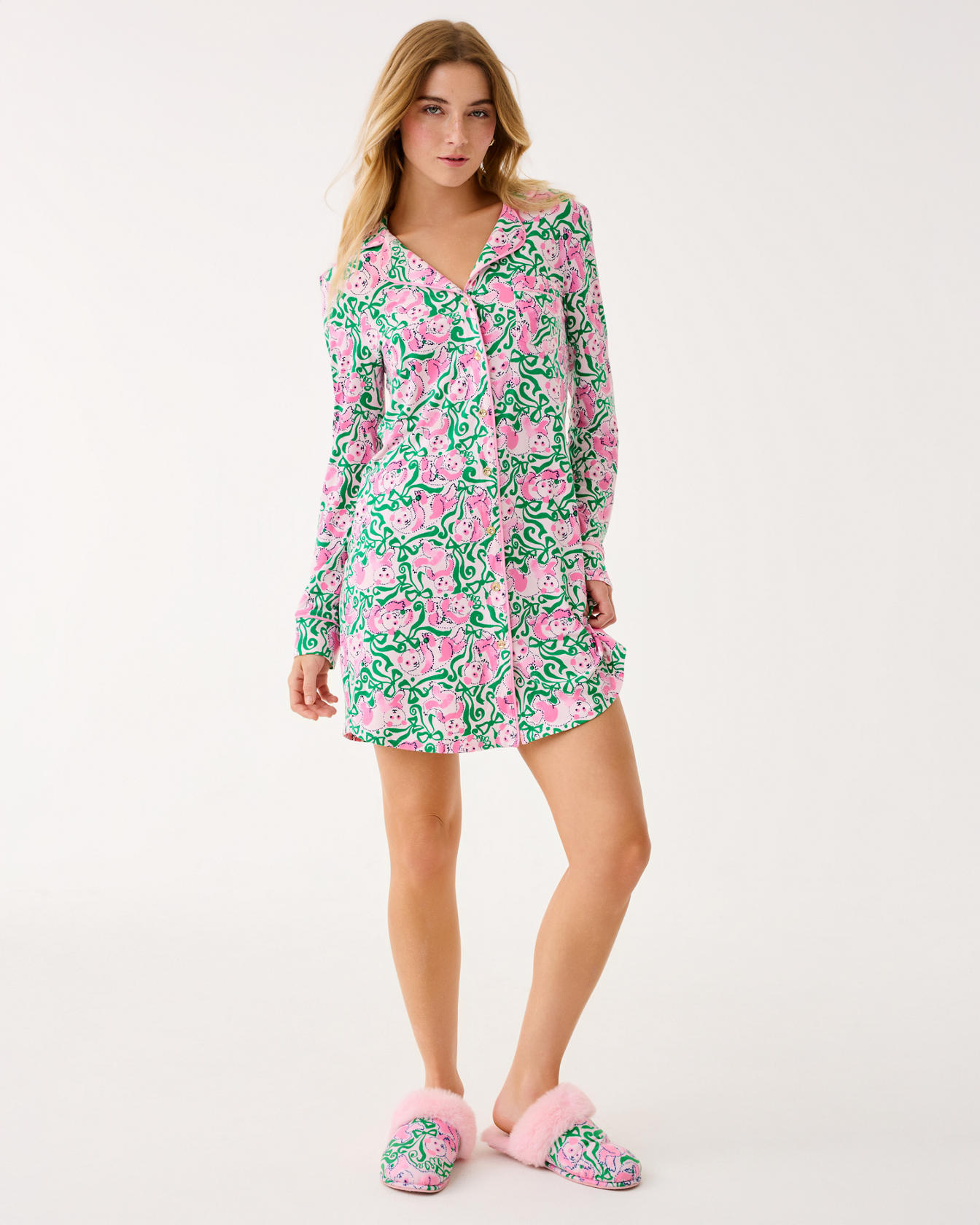 Brona Pajama Sleep Dress - Image 5